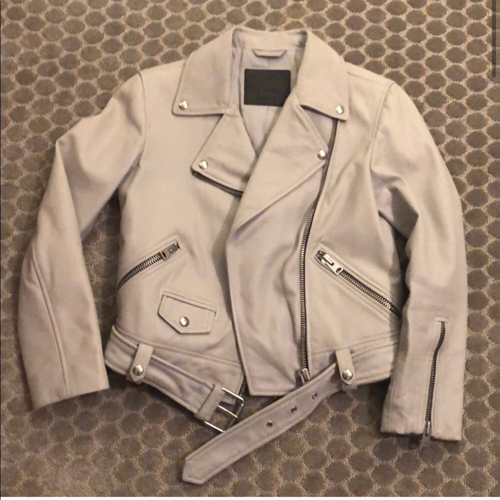 RARE AllSaints Cole biker leather jacket, 4